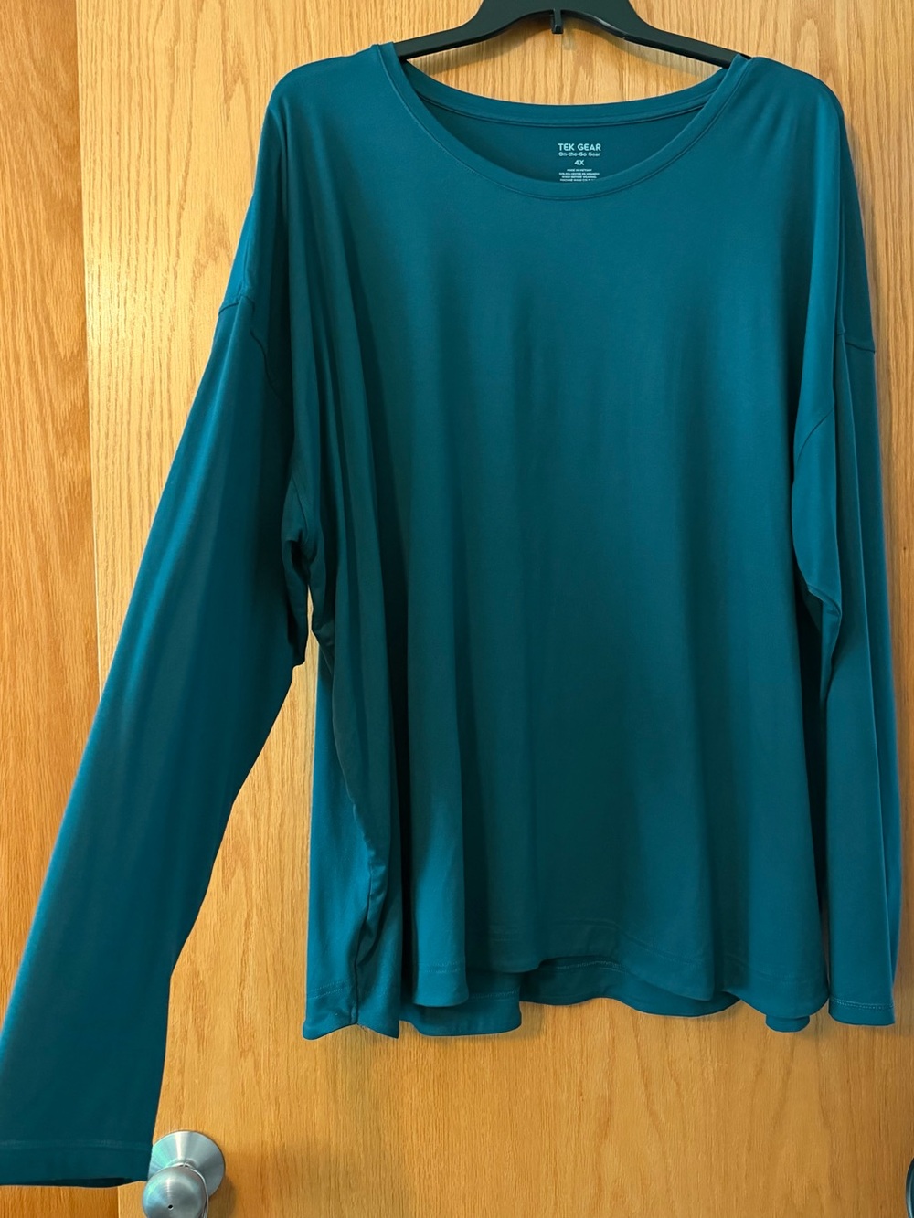 4X Tek gear Teal Long-Sleeve Crewneck Performance Top wicking, excellent cond